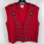 Koret vintage VTG wool sweater vest embroidered ball monkey fist closures coat M Red Size M Photo 9