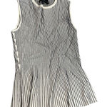 Theory  Black and White Striped Sleeveless Blouse Photo 0