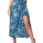 Band of the Free Celene Deep Teal Boho Floral Layered Midi Skirt Women’s Size XS Green Photo 0