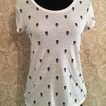 EXPRESS Skull With Bowtie Mini Print Graphic Tee Shirt Size Small Photo 0