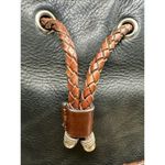 Fossil Vintage Black Pebbled Leather Bag Woven  Handles Shoulder Purse Key Charm Photo 3