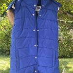 Old Navy Blue Fur Hooded Puffer Vest M Tall Photo 0
