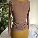 Sinched ribbed long sleeve shirt Tan Size XS Photo 2