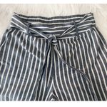 Lydelle Tie Waist Lightweight Striped Beachy Cotton Straight Leg Ankle SZ M Photo 9