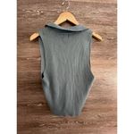 Luna Ivy Top Cropped Blue XL Knit V Neck Sleeveless Collared Photo 2