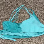 SheIn Light and dark teal tie bikini top Photo 2