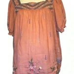 Johnny Was  Aimee Puff Sleeve Peasant Top In Pink Floral embroidered Size Small. Photo 1