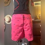 British Khaki Pink Shorts with Blue Embroidered Sharks Size 4 Photo 1