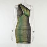 Multicolor green mesh mini dress size small #45 Photo 1