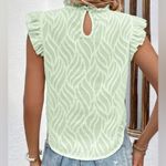 EMERY ROSE size XL frill mock neck ruffle cap sleeve tank light green sheer NWT Photo 2