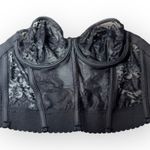 Vintage 1990's Y2K Black Lacey Goth Strapless Bustier Bra Low Back Underwire 34D Size M Photo 6