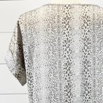 Entro  Womens M Satiny Short Sleeve Animal Print Top Shirt Taupe Cream Boho‎ Photo 8