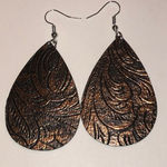 Textured Teardrop Earrings in Bronze and Black Brown Photo 0