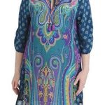 Tolani blue Electric Paisley‎ Shift Dress with tassle half Photo 0