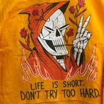Wicked Clothes Life Is Short Don’t Try Too Hard Skull Cropped Sweater Yellow Size M Photo 1