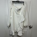 Princess Polly  White Long Sleeve Wrap Dress Photo 4