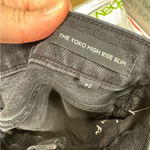 Denim Forum Black The Yoko High Rise Slim Fit Jeans 24 Raw Hem Button Fly Casual Photo 13