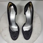 Fioni Dress Pumps Womens 8.5 Black Satin Rose Stiletto High Heels Formal Photo 4