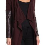 BLANK NYC NEW Faux Leather Trim High/Low Cardigan Photo 2