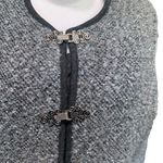 Vintage C.O. Petites Grey Cardigan with built in dark grey Tank, metal clasps Size M Photo 4