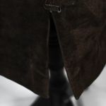 Vintage 1990s Chocolate Brown 100% Leather Sueded Skirt with Side Stitch Size 8 Photo 6