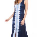 Karen Kane  navy/white tie dye front slit jersey spandex midi dress. Size M. NWT. Photo 2