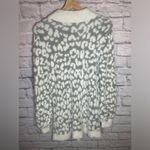 Lands' End Mock Neck Tunic Sweater Grey & White Cheetah Print size Large Photo 4