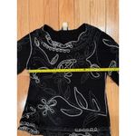 Christopher & Banks  Women's M Black Floral Embroidered 3/4 Sleeve Blouse Photo 4