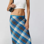 Urban Outfitters  Janelle Plaid Midi Skirt Grunge Preppy Academia Slit Size S Photo 0