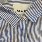 Lola River Women's Blue White Striped Ruffle Sleeve Button Photo 3