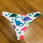 Zaful Colorful Dinosaur Print Cheeky High Waisted Bikini Bottoms White - Size S Photo 1