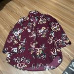 By & By Floral Burgundy Button Down Shirt Size Small Red Photo 0