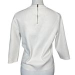 Ann Taylor Women's White Tight Knit Thick Sweater Back Zipper 3/4 Sleeve Small Photo 1