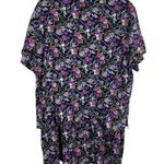 Sag Harbor Black Purple Floral Short Sleeve Button Up Midi Skirt Set PXL Photo 2