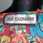 Silk Exchange 100% Silk Floral Multicolor Women's Top Red Size L Photo 1
