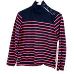 J.Crew size XXS 100% cotton long sleeve turtleneck top blue pink button up Photo 0