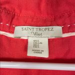 Saint Tropez West  Women’s Linen Blend Coral Red Split Neck Hi-Low Tunic Blouse Photo 6
