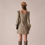 RIHOAS The Khaki Square Neck Plaid Button Mini Dress M 68 Tan Size M Photo 5