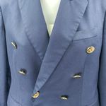 Stella McCartney Blue Gold Long Sleeve Double Breasted Blazer Coat Jacket Sz 14 Photo 2