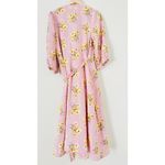 Madewell  Linen-Blend Ruffle-Cuff Wrap Dress Dutch Dandelions Medium Pink Floral Photo 7