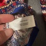 Boston Proper ‎ Womens Mirror Print Knit Blouse Tie at Neck Bell Sleeve Small Photo 4