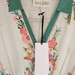 Saloni Riya B Dress in Zinnia River US 2 / UK 6 NEW Green Belted White Photo 5