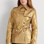 Ralph Lauren Jeans Co Gold Belted Trench Coat M P Metallic Photo 1