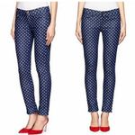 J.Crew  Blue Toothpick White polka dot skinny blue jeans 26 pants RARE HTF Photo 1