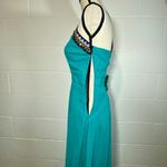 Marineblu Teal Embellished Spaghetti Strap Maxi Dress Photo 8