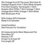 Fruit of the Loom 90s Vintage Shirt Size XL Football Graphic Print T-Shirt White Unisex Photo 1