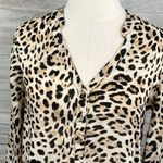 ZARA  (Basic) Leopard Print Blouse V Neckline Button Up Sleeves-Small Photo 1