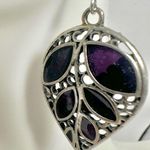 Kenneth Cole  silver tone and purple leaf earrings Photo 2