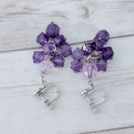 Vintage Clip On Earrings Stunning Extra Long Purple Dangle Statement Photo 5