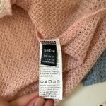 SheIn Color Block Tee White Pink Blue Waffle Knit Patched Pocket Photo 6